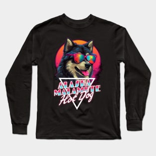 Retro Wave Alaska Malmute Hot Dog Shirt Long Sleeve T-Shirt